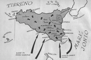 Cartina sbarco americano in Sicilia 1943